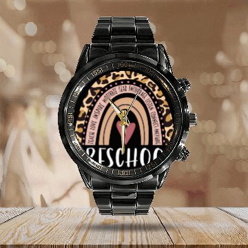 Discover Leopard Rainbow Preschool Teacher Prek Back To Sch Calendar Steel Band Watch