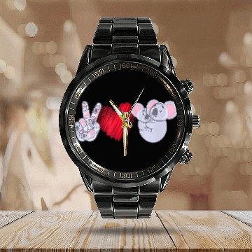 Discover Peace Love Koala Koala Lover Calendar Steel Band Watch