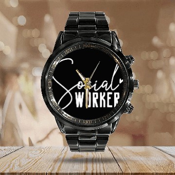 Discover Social Work Social Worker Calendar Steel Band Watch