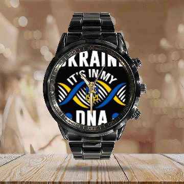 Discover Ukraine Is In My Dna Ukrainian National Pride Flag Calendar Steel Band Watch