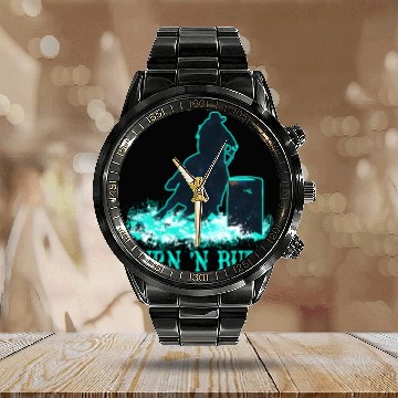 Discover Barrel Racer Barrel Racing Horse Turn And Burn Tea Calendar Steel Band Watch