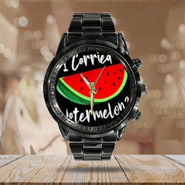 Discover I Carried A Watermelon Tropical Summer Vibes Fruit Calendar Steel Band Watch