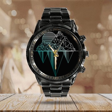 Discover Mountains Hiking Camping Rock Climbing Camper Calendar Steel Band Watch