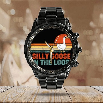 Discover Silly Goose On The Loose Saying Calendar Steel Band Watch