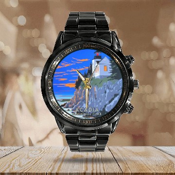 Discover Acadia National Park Calendar Steel Band Watch