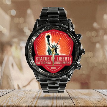 Discover statue of liberty national monument Calendar Steel Band Watch