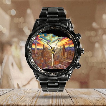 Discover "Phoenix 3D Radiance A Limited Edition Cityscape Calendar Steel Band Watch