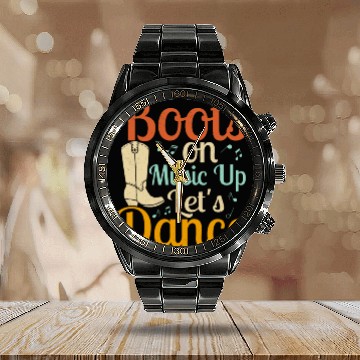 Discover Boots On Music up Let's Dance Line Dance Country M Calendar Steel Band Watch