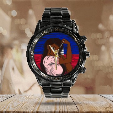 Discover Patriotic Haitian Flag Haiti Proud Haitian Calendar Steel Band Watch