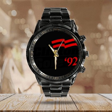 Discover Clinton Gore '92 Bill Clinton President Calendar Steel Band Watch