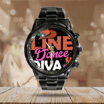 Discover Line Dance Diva Country Music Western Calendar Steel Band Watch
