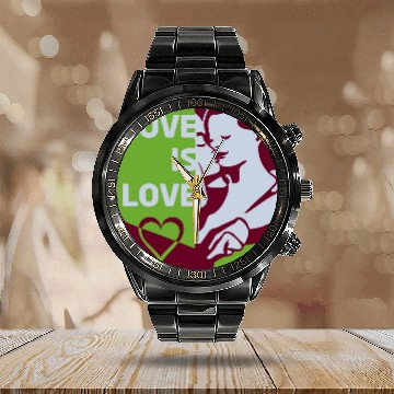Discover Love Is Love - Colorful Graphic Calendar Steel Band Watch