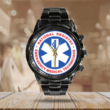 Discover National Registry Of Emergency Medical Technicians Calendar Steel Band Watch