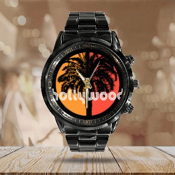 Discover Hollywood California Artistic Vacation Souvenir Calendar Steel Band Watch