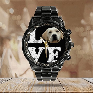 Discover I Love My Yellow Lab Labrador Retriever Dog Calendar Steel Band Watch