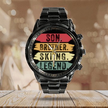 Discover Son Brother Skiing Legend Best Skiing Gaming Calendar Steel Band Watch