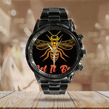 Discover Beekepeer Let It Bee Beekepping Bumblebee Nature Calendar Steel Band Watch