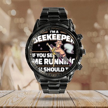 Discover Beekeeper Joke Calendar Steel Band Watch