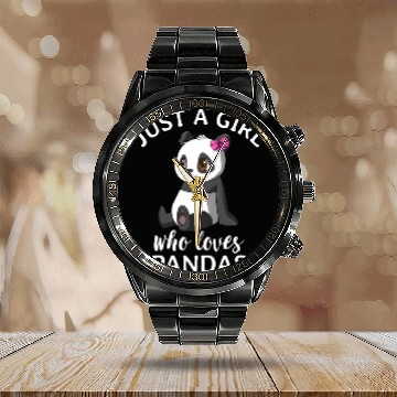 Discover Just A Who Loves Pandas Panda Calendar Steel Band Watch