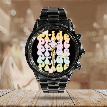 Discover Pride Rainbow, LGBT Pride Month Calendar Steel Band Watch