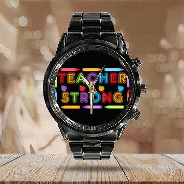 Discover Teacher Strong - Best Teacher Back to School Calendar Steel Band Watch