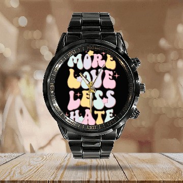 Discover More Love Less Hate, LGBT Pride Month Calendar Steel Band Watch