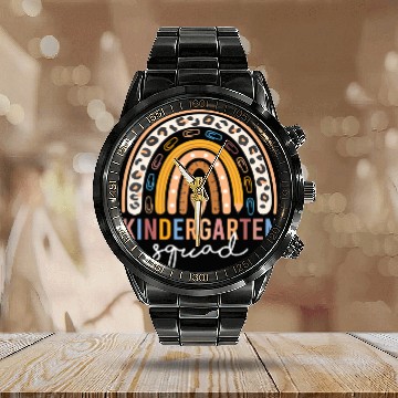 Discover Kindergarten Squad Leopard Rainbow Back To School Calendar Steel Band Watch