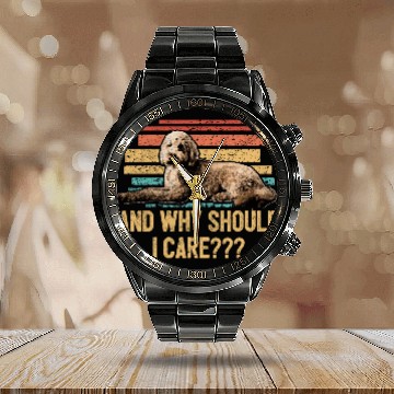 Discover And Why Should I Care Goldendoodle Dad Doodle Calendar Steel Band Watch