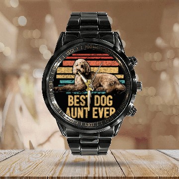 Discover Best Dog Aunt Ever Goldendoodle Dog Mom Doodle Calendar Steel Band Watch