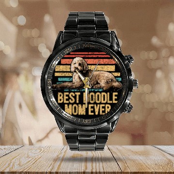 Discover Best Doodle Mom Ever Goldendoodle Dog Mom Doodle Calendar Steel Band Watch