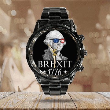 Discover Brexit 1776 George Washington Revolution Usa Indep Calendar Steel Band Watch