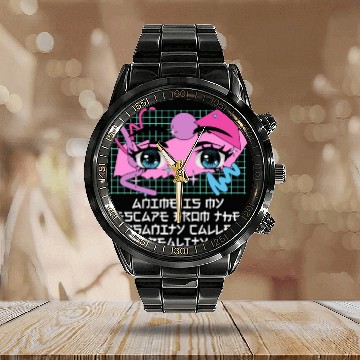 Discover Anime Is My Escape from Reality Manga Emo Japanese Calendar Steel Band Watch