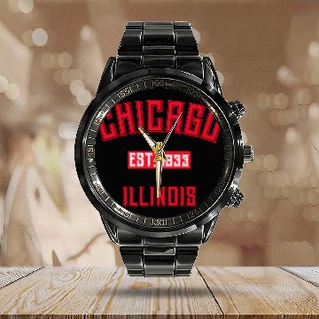 Discover Chicago Calendar Steel Band Watch