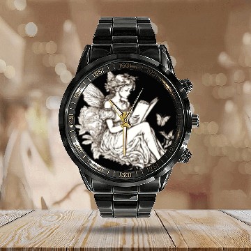 Discover Cottagecore Fairy Reading Book Librarian Bookworm Calendar Steel Band Watch