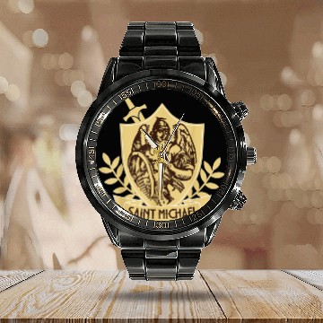 Discover Saint Michael Patron Saint of Police Officers Calendar Steel Band Watch