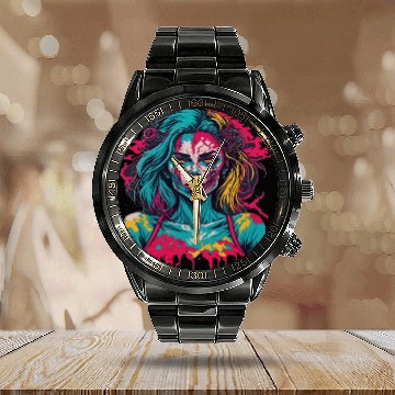 Discover Zombie Girl Calendar Steel Band Watch