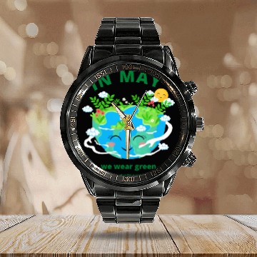 Discover MENTAL HEALTH MATTERS We Wear Green Calendar Steel Band Watch