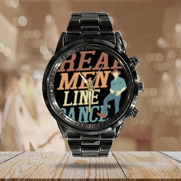 Discover Real Men Line Dance Country Music Western Calendar Steel Band Watch