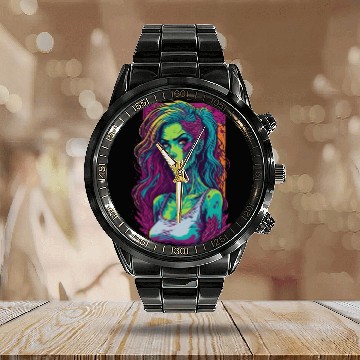 Discover Zombie Girl Calendar Steel Band Watch