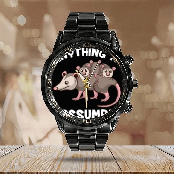 Discover Opossum Anything Is Possumble Possum Family Calendar Steel Band Watch