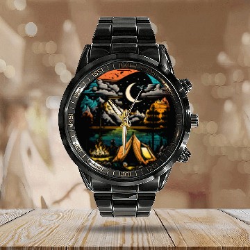Discover Wild Night Beauty Colours Calendar Steel Band Watch