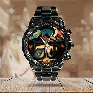 Discover Wild Night Lighting Calendar Steel Band Watch