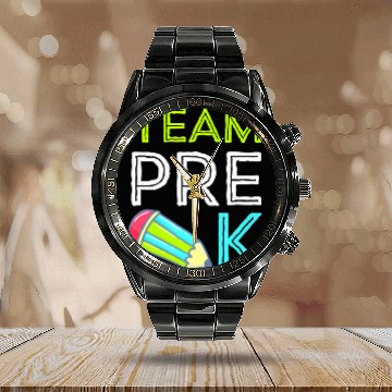Discover Team Pre-K Teacher First Day Preschool Back to Sch Calendar Steel Band Watch