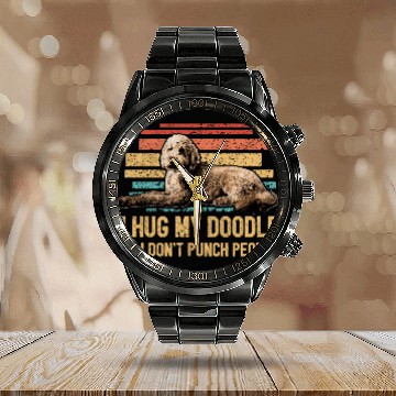 Discover I Hug My Doodle Retro Goldendoodle Dog Dad Doodle Calendar Steel Band Watch