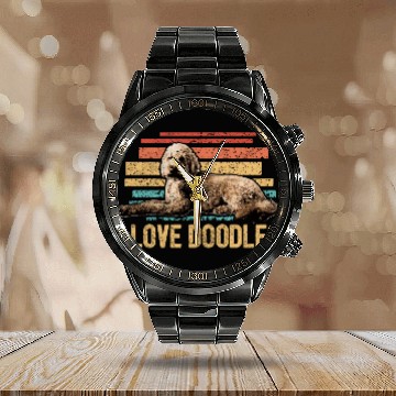 Discover I Love Doodles Goldendoodle Dog Mom Doodle Dad Calendar Steel Band Watch