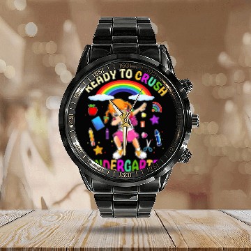Discover Ready To Crush Kindergarten Cute Dabbing Girl Back Calendar Steel Band Watch