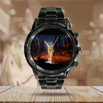 Discover Chicago Cyber Punk Calendar Steel Band Watch