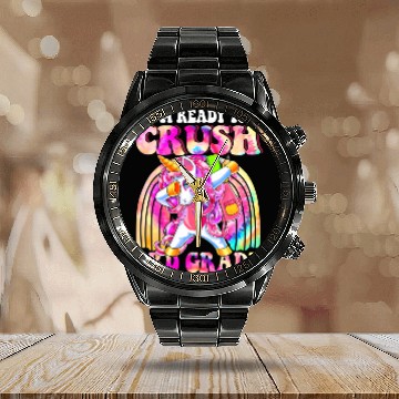 Discover Unicorn 3rd Grade Back To School First Day Tie Dye Calendar Steel Band Watch