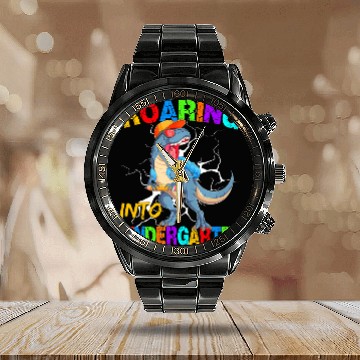 Discover Roaring Into Kindergarten T Rex Dinosaur Back To S Calendar Steel Band Watch