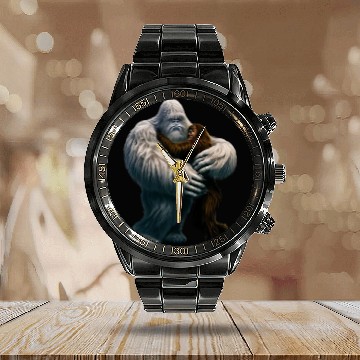 Discover Yeti hugs Bigfoot Calendar Steel Band Watch